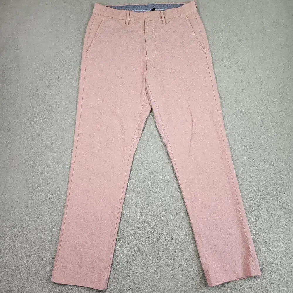 J.Crew Bowery Pants Men 31x30.5* Red Urban Slim Chino Cotton Flat Front Prep Ivy